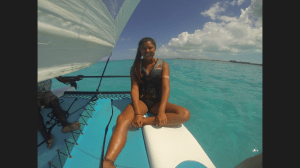 sailing on Grace Bay, the current was so strong the guy that took us out struggled to get us back... he had to wade in the water and walk to boat back to our resort