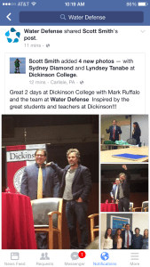 making an appearance on Water Defense's Facebook!